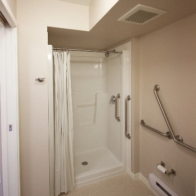Accessible bathroom in a modular retirement facility